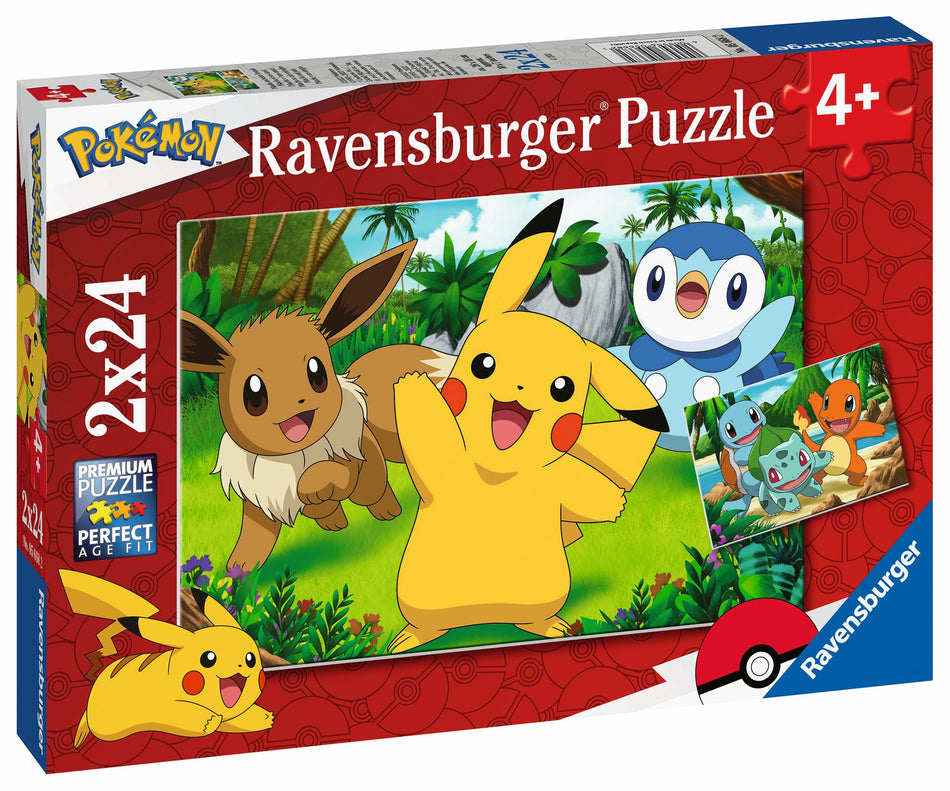 Valokuva tuotteesta Palapeli 2x24 palaa Pikachu and pals, kuuluu tuoteryhmään Palapelit.