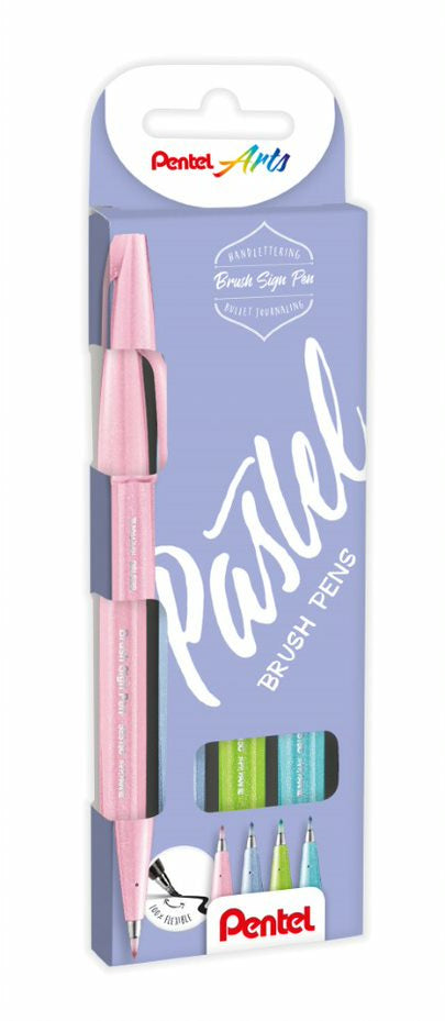 Sivellinkärkikynä 4 kpl Pentel Brush Sign Pen Pastel