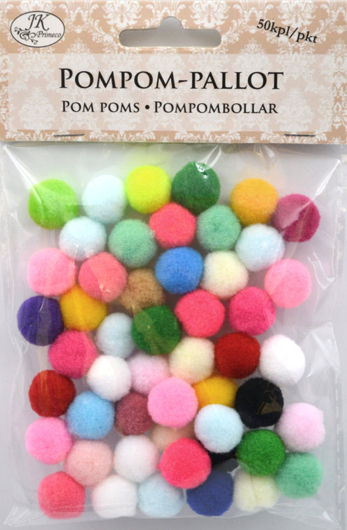 Pompom-pallot 50kpl värilajitelma