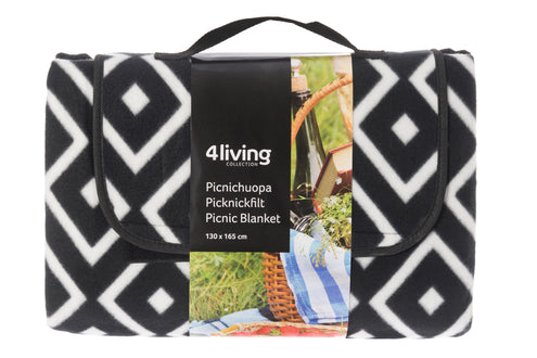 4Living Piknik-huopa Fiona musta 130x165 cm