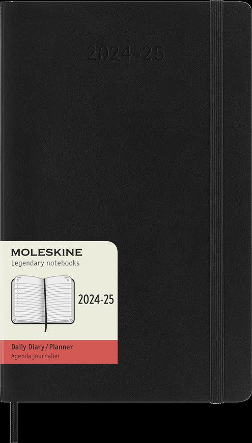Kalenteri Moleskine 2024-2025 18kk Weekly Large musta pehmeäk.
