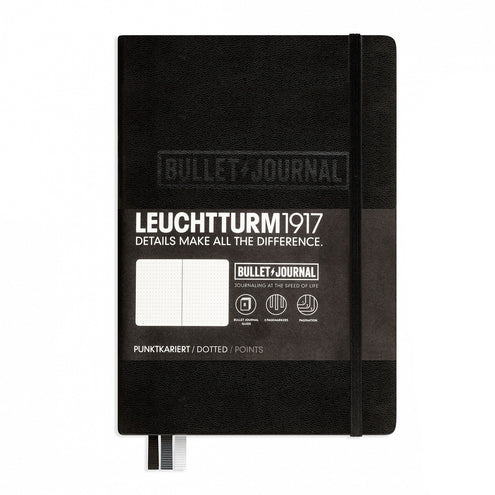 Muistikirja A5 Leuchtturm1917 Bullet Journal black dotted, kovakantinen pistesivut