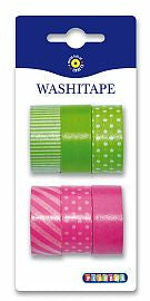 Koristeteippi washi 15mmx5m/6 rll, vihreä/pinkki, Playbox