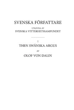 Then Swänska Argus : inledning och kommentar samt ordlista. D3